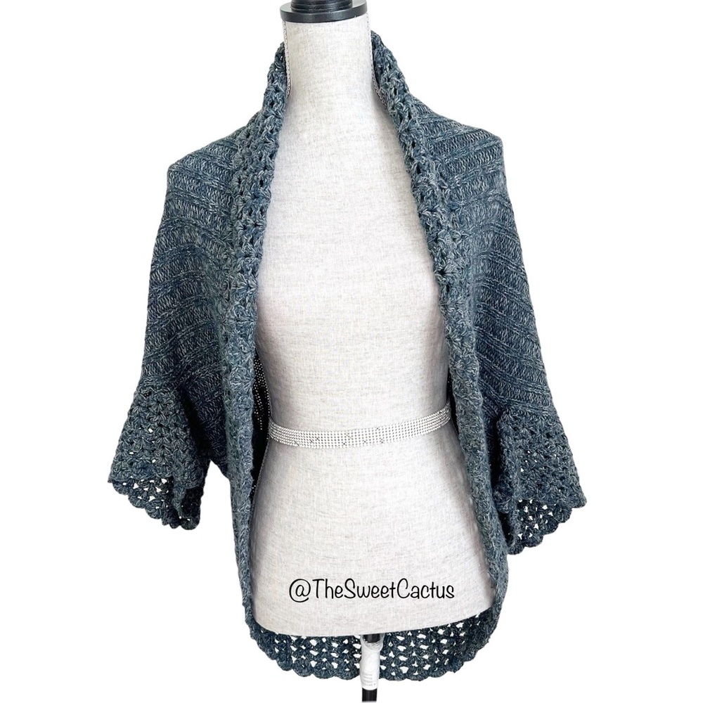 MAK Poncho Cardigan Sweater Shrug Shawl Small Medium Cozy Boho Cottagecore